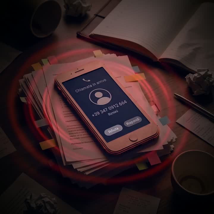 Il telefono squilla in rosso sulla scrivania, di notte