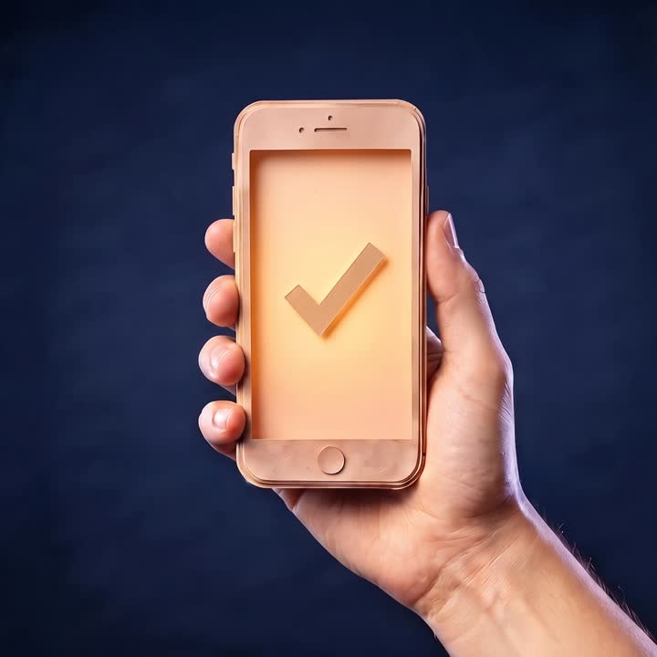 Lo stesso telefono, con un unico segno di spunta calmo sullo schermo