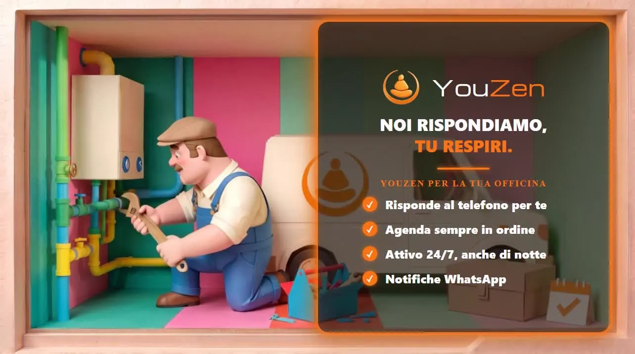 Fotogramma del video YouZen per artigiani e professionisti, con il logo e l'elenco delle funzioni principali