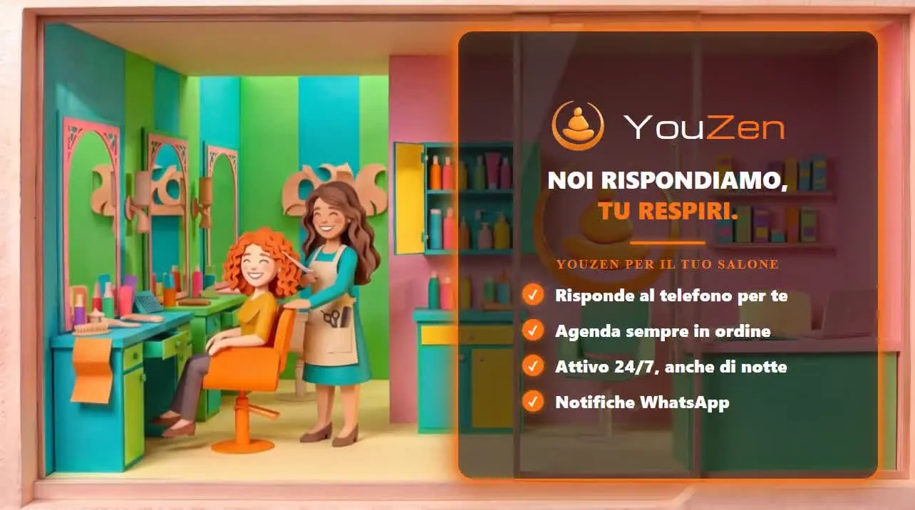 Fotogramma del video YouZen per saloni, con il logo e l'elenco delle funzioni principali
